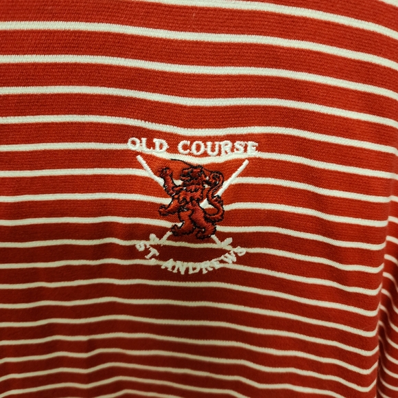 Cutter And Buck Cotton Red And White Large Striped Polo. Old Course St. Andrews. - Picture 5 of 9